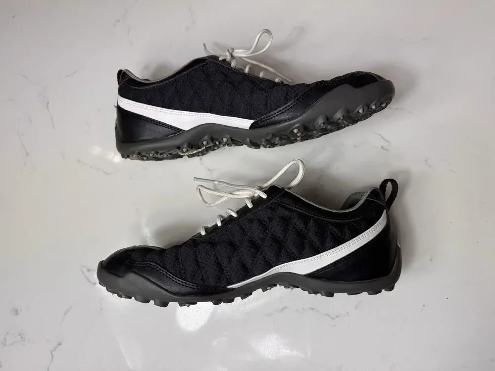 Footjoy Golf Shoes Womens 8.5 M Black Quilted Leather Spikeless Lace Up Sneaker